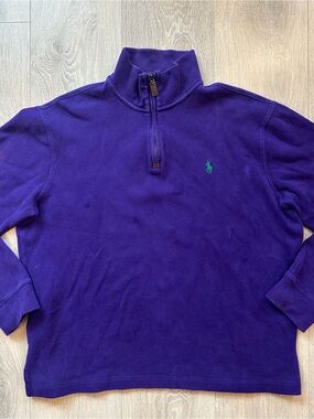 Ralph Lauren Purple Half-Zip Pullover with Teal Pony Size L